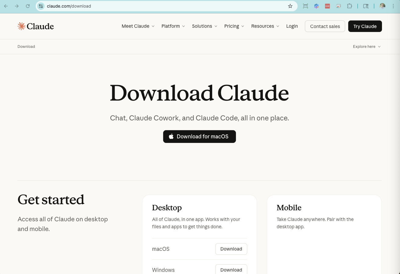 claude.com/download page